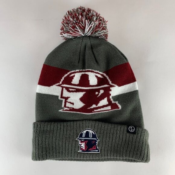 Tulsa Oilers ECHL Gray Maroon Zephyr Knit Pom Beanie - Picture 1 of 3